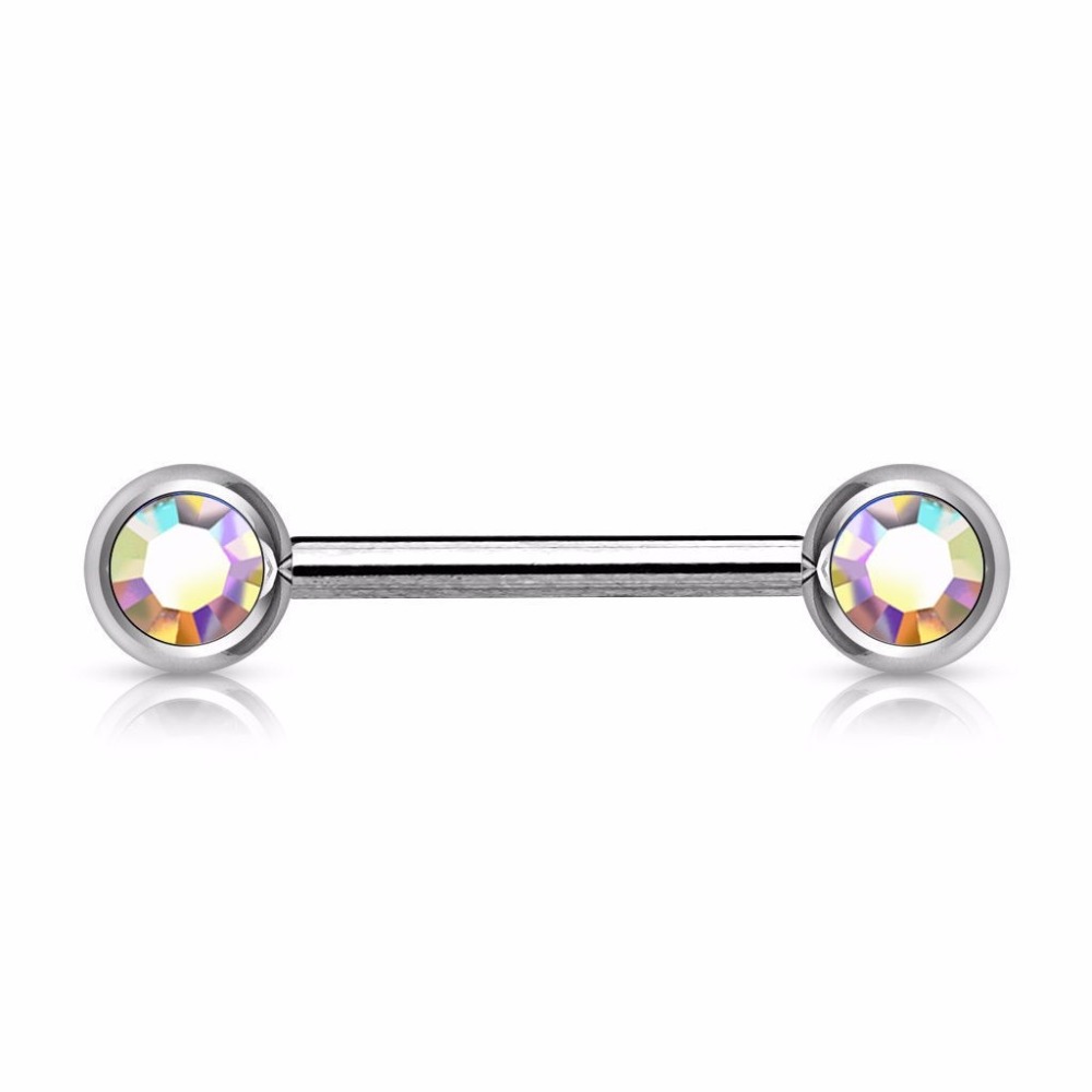 Doule Gems 316L Stainless Steel Nipple Piercing