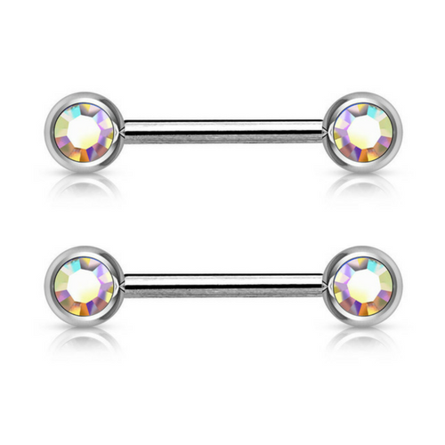 Doule Gems 316L Stainless Steel Nipple Piercing