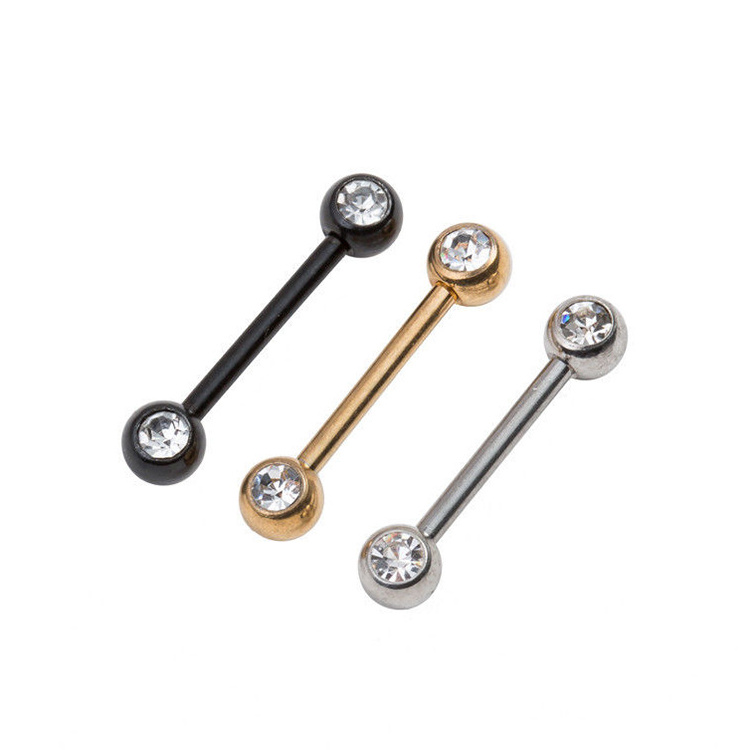 Doule Gems 316L Stainless Steel Nipple Piercing