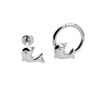 Whale Shape Lip Jewelry One Nail One Ring Labret Piercing High End Design Titanium Piercing Labret