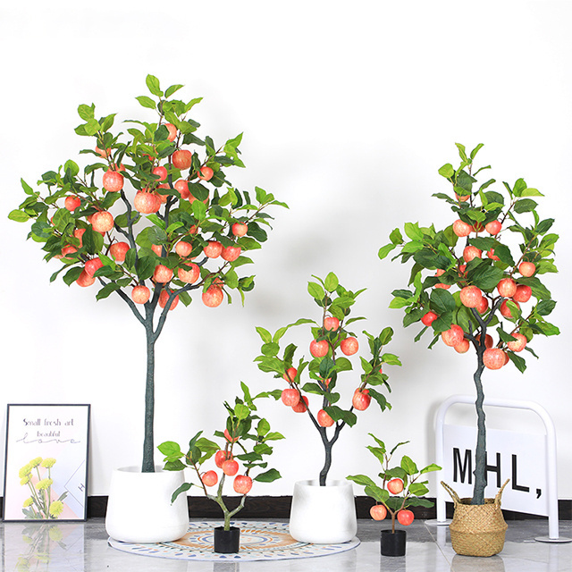 Mini Artificial Bonsai Fruit Tree Simulated Plastic Plant with Pot Living Room Office Garden Decor Ornament