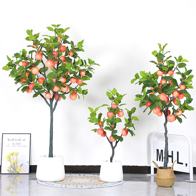 Mini Artificial Bonsai Fruit Tree Simulated Plastic Plant with Pot Living Room Office Garden Decor Ornament