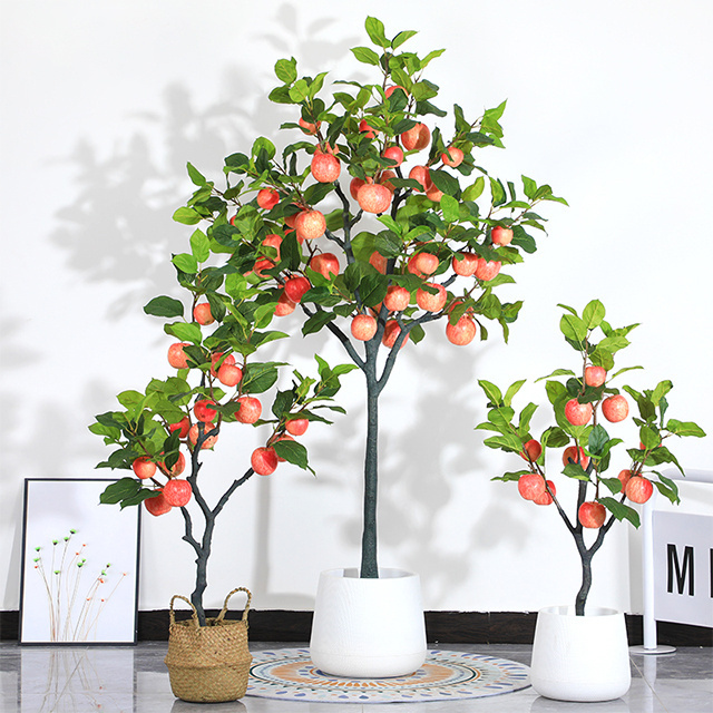 Mini Artificial Bonsai Fruit Tree Simulated Plastic Plant with Pot Living Room Office Garden Decor Ornament