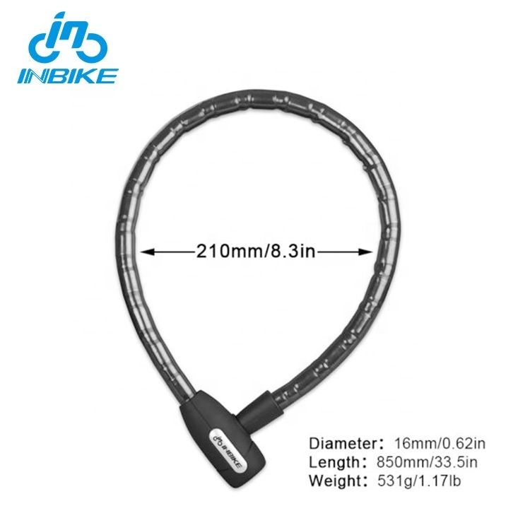 Inbike Anti-theft 0.85mCycling Motorcycle Security MTB Chain Cable Bike Bicycle Lock with Keys