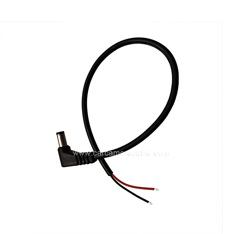 Dc Male  Plug 2.1*5.5 Right Angle 90 Degree To Pigtail Bare Copper Wire With Tin 12V Dc Power Cable for LED Light