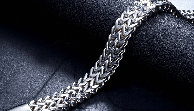 Men's Stainless Steel Woven Double Row Front and Back Keel Magnet Bracelet Titanium Steel Jewellery