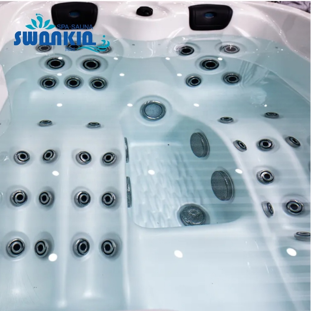 swankia Outdoor SPA Bathtub 3 Person 47 Jet Acrylic Rectangular Hot Tub with Ozonator in White Acrylic