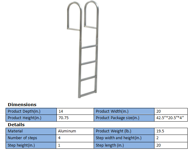 4-step deck ladder aluminum swimming pool ladder