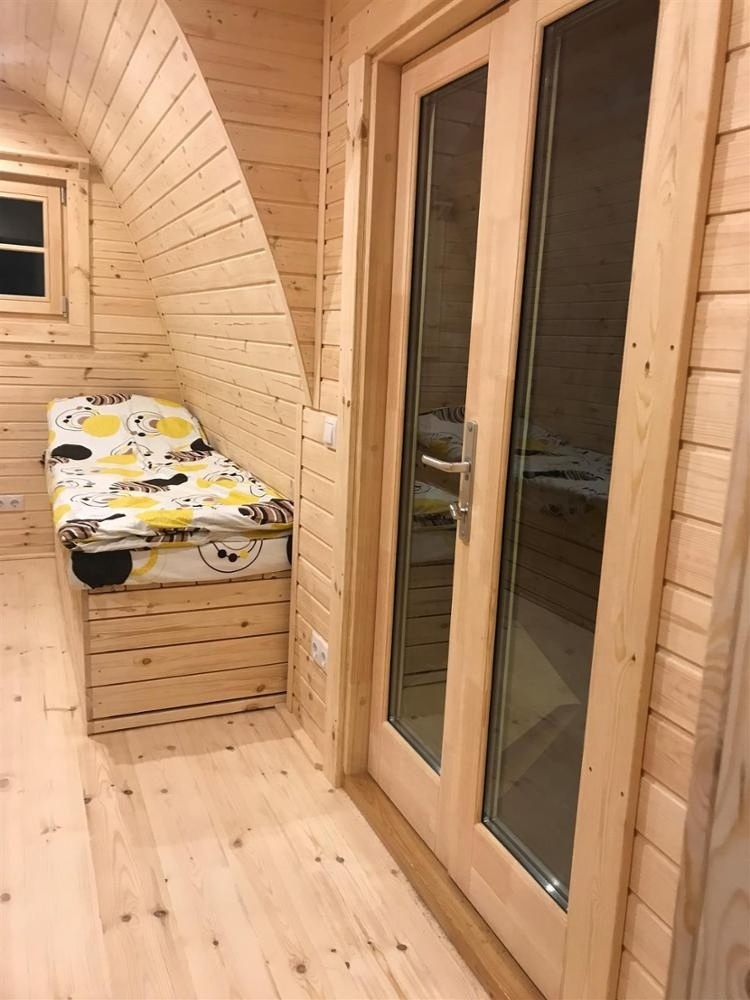 Insulated Wooden House Camping Pod with side entrance