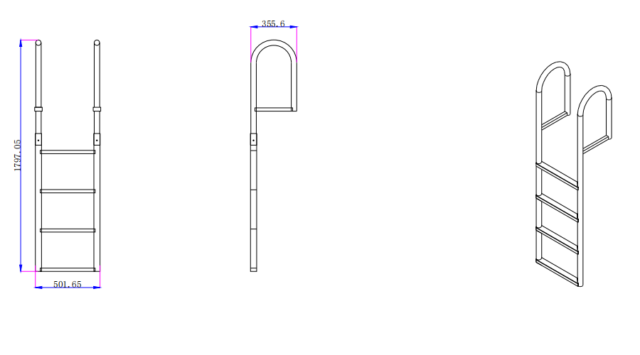 4-step deck ladder aluminum swimming pool ladder