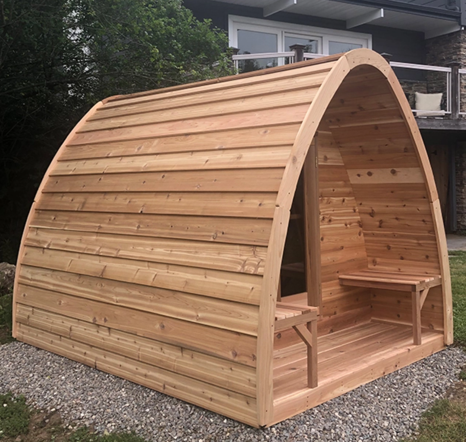 swankia Outdoor rain drop traditional pure cedar wood outdoor dome dry steam sauna room with Harvia heater