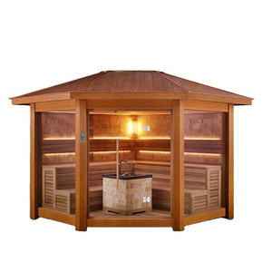 Outdoor Red cedar  sauna room wooden house Gazebo