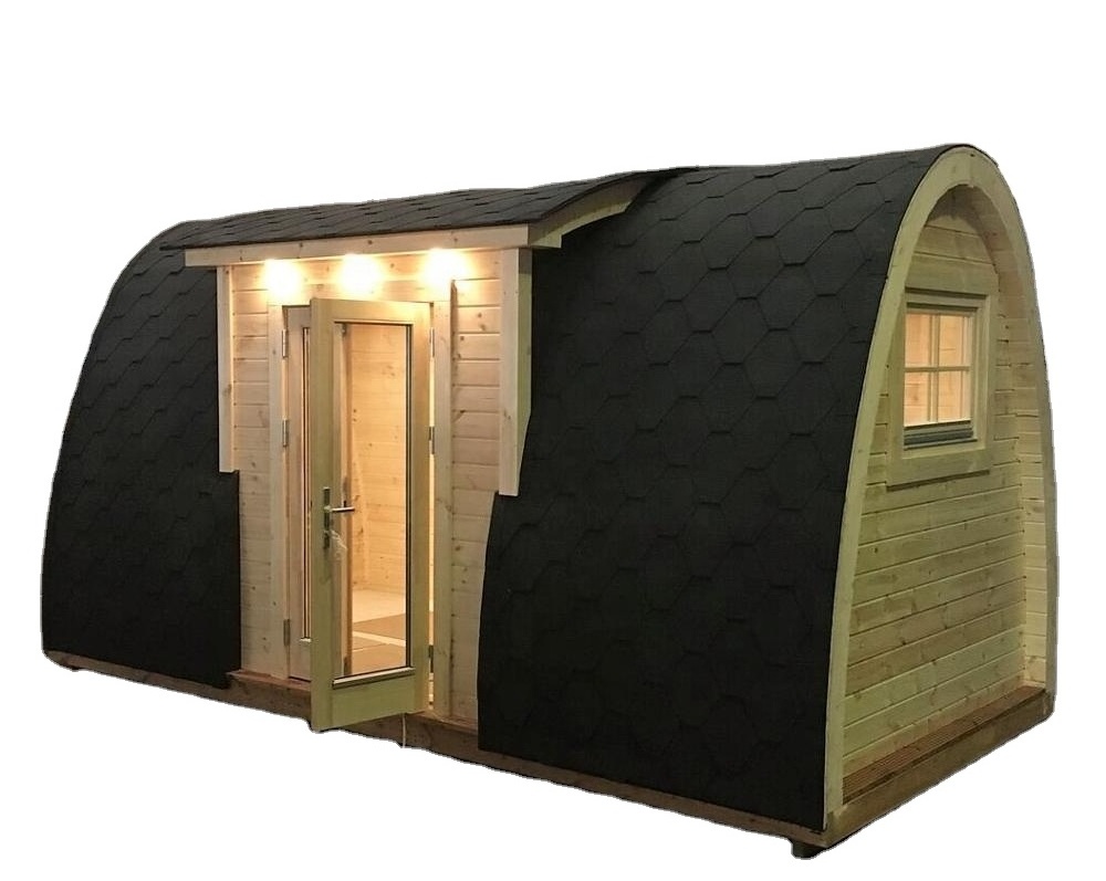 Insulated Wooden House Camping Pod with side entrance