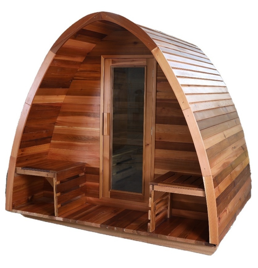 swankia Outdoor rain drop traditional pure cedar wood outdoor dome dry steam sauna room with Harvia heater