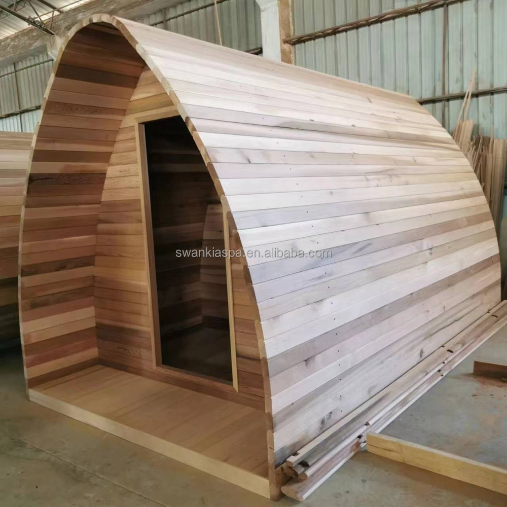 swankia Outdoor rain drop traditional pure cedar wood outdoor dome dry steam sauna room with Harvia heater