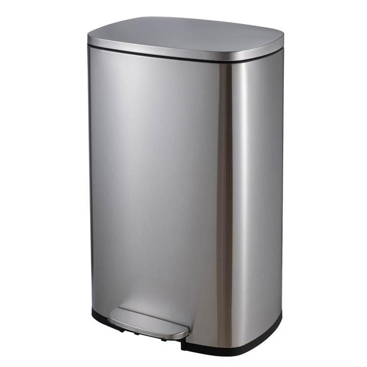 13 Gallon 50L Stainless Steel Recycling Waste Pedal Bin Rectangular Kitchen Trash Can