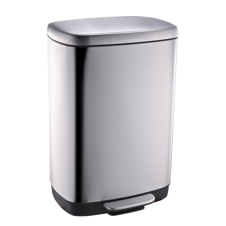 Worth to buy soft close stainless steel rectangle waste bin with foot pedal step