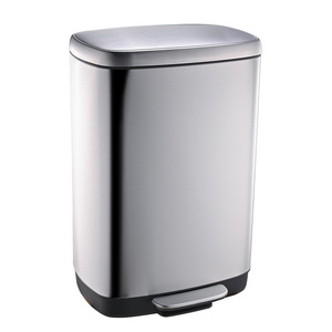 Worth to buy soft close stainless steel rectangle waste bin with foot pedal step