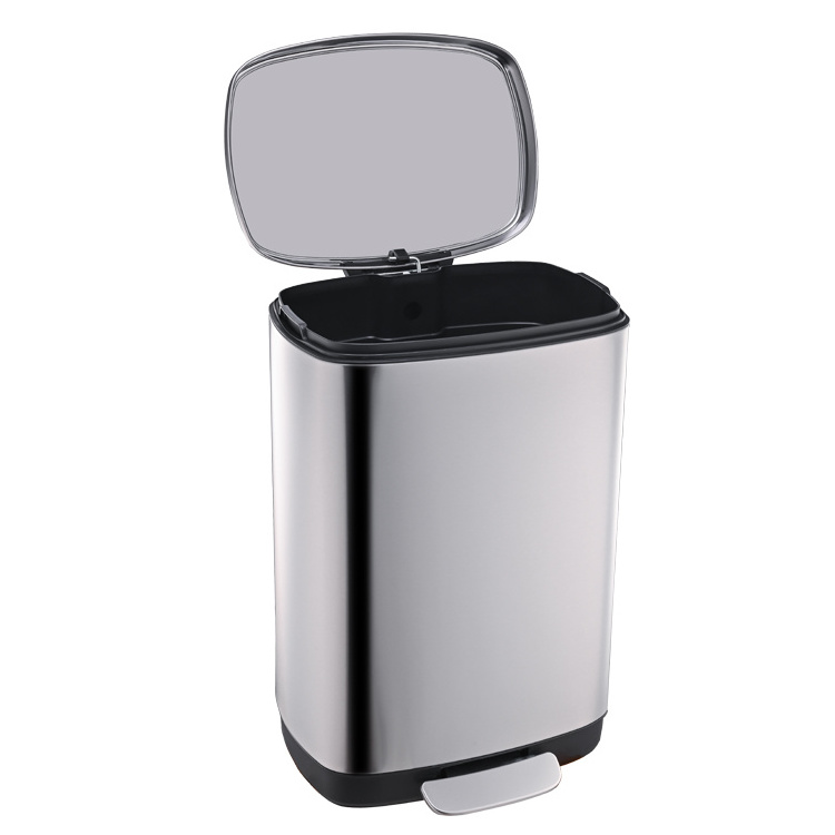 Worth to buy soft close stainless steel rectangle waste bin with foot pedal step