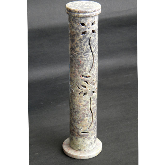 Natural Stone Colored Indian Hand made Carved Round Incense Stick Pillar Fragrance Scent Stick Holder Incense Stick Flame Holder