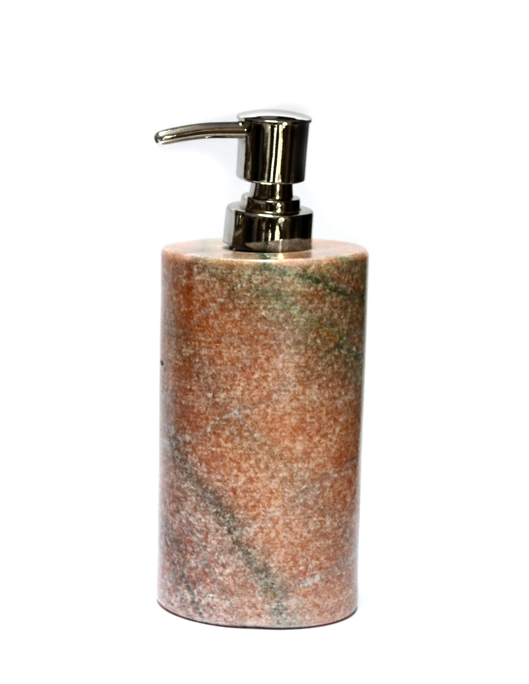 Attractive And Decorative Natural Stone Round Soap Dispenser and Lotion Dispenser Pink Marble with Stainless Steel Pump