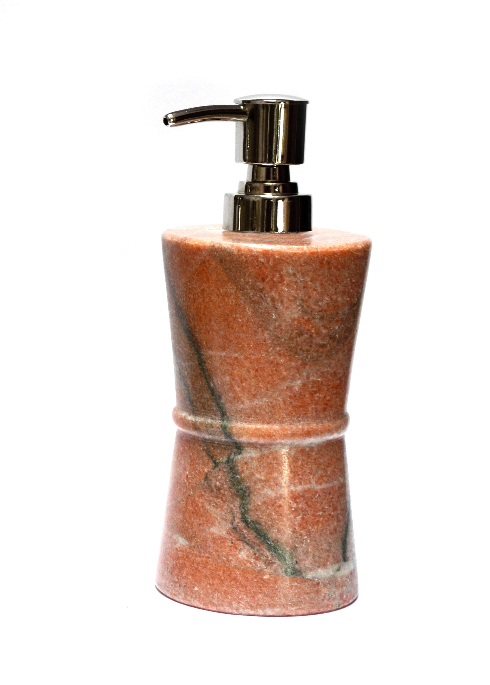 Attractive And Decorative Natural Stone Round Soap Dispenser and Lotion Dispenser Pink Marble with Stainless Steel Pump