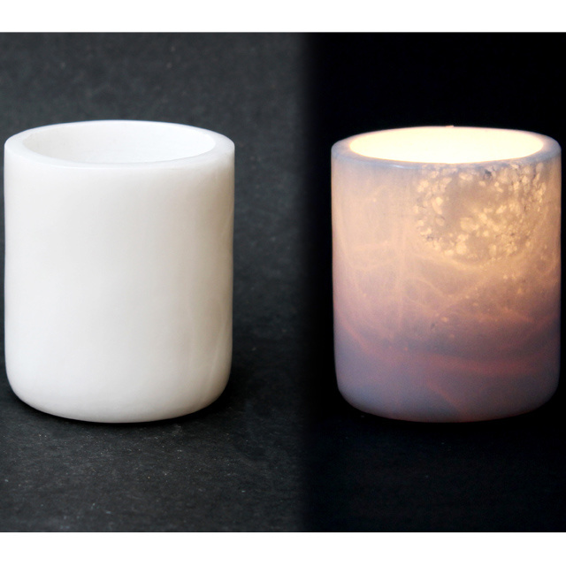 Alabaster Candle Holder Catholic Candle Holder Container Vessel Translucency Alabaster Small T-Light Candle Votive holder