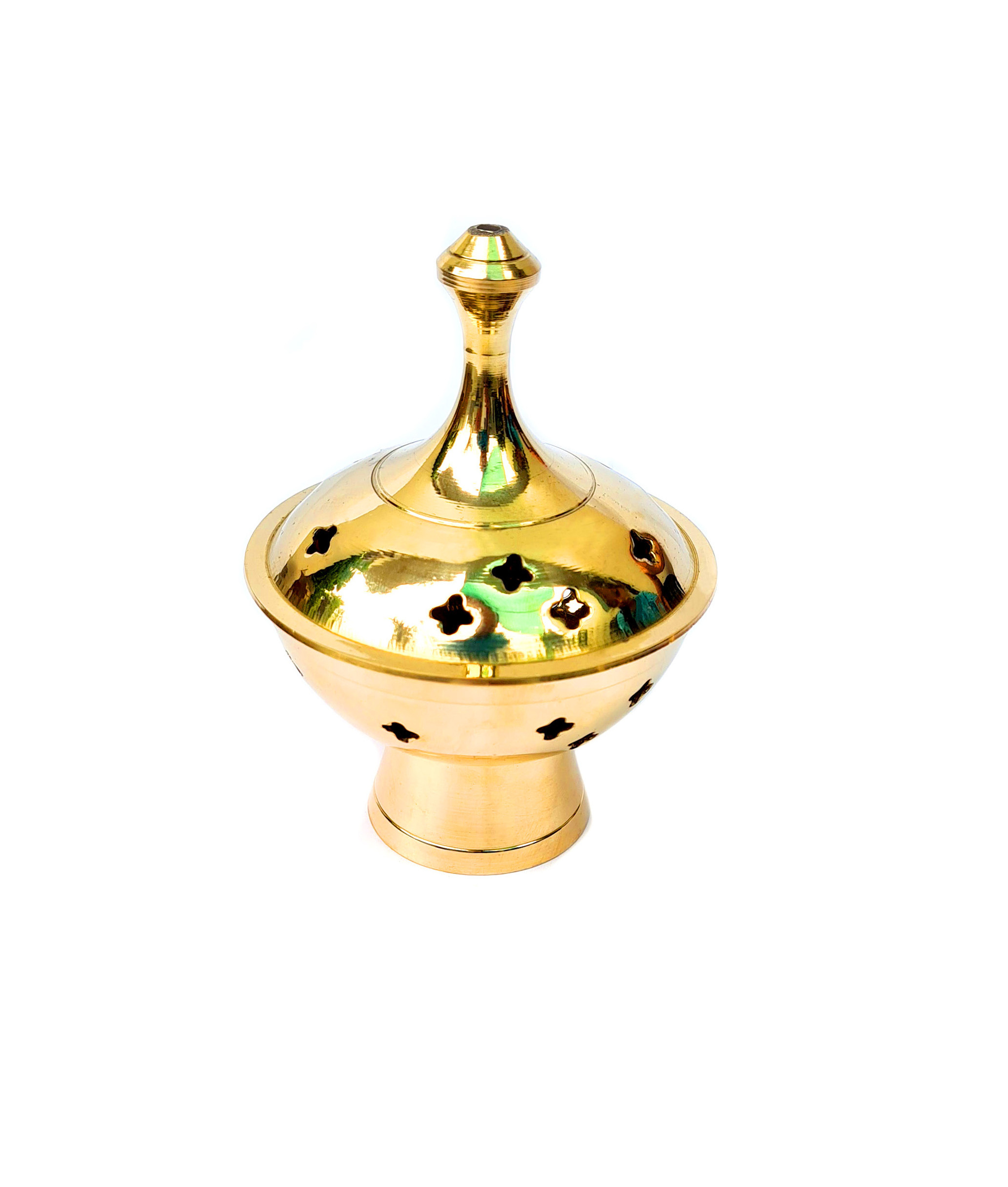 Gold Brass Metal Resin Charcoal Incense Burner Dhoop Loban Bakhoor Cone Burner for Incense Aromatic for Religious Purpose