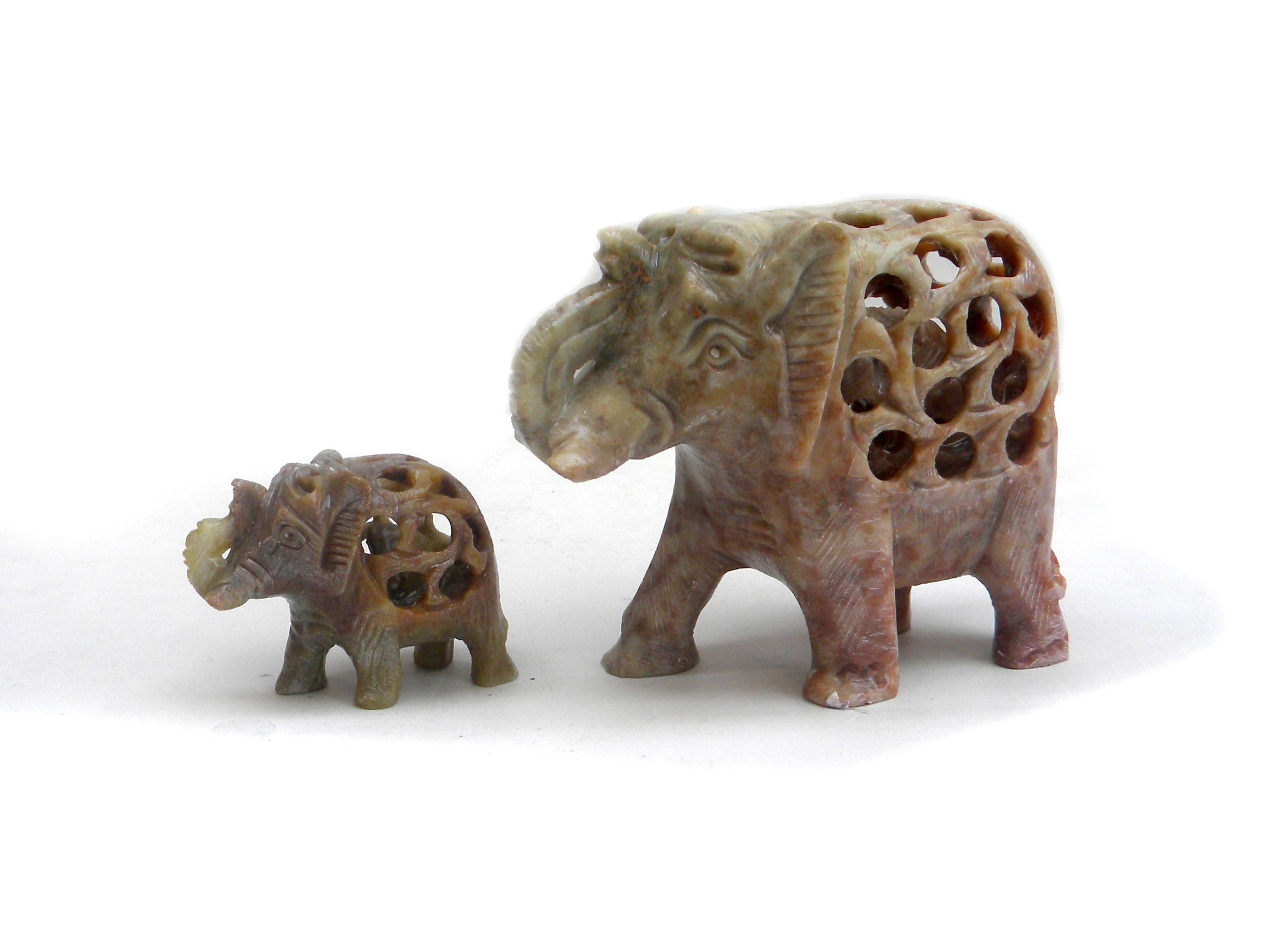 Soapstone Undercut Elephant Hand Crafted Statue For Home Decoration Stone Natural Carved Carving Figurine Home Decoration