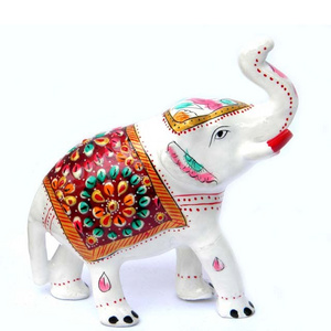 Indian Traditional Hand Made White Metal Elephant For Antique Home Decoration Aluminium Painted Decorative Elephant Statue