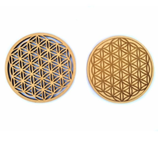 Wooden Flower Of Life Home Decoration Wall Hanging Sacred Geometry Wood Plate Seed Of Life Laser Engraved Laser Cutting Coaster