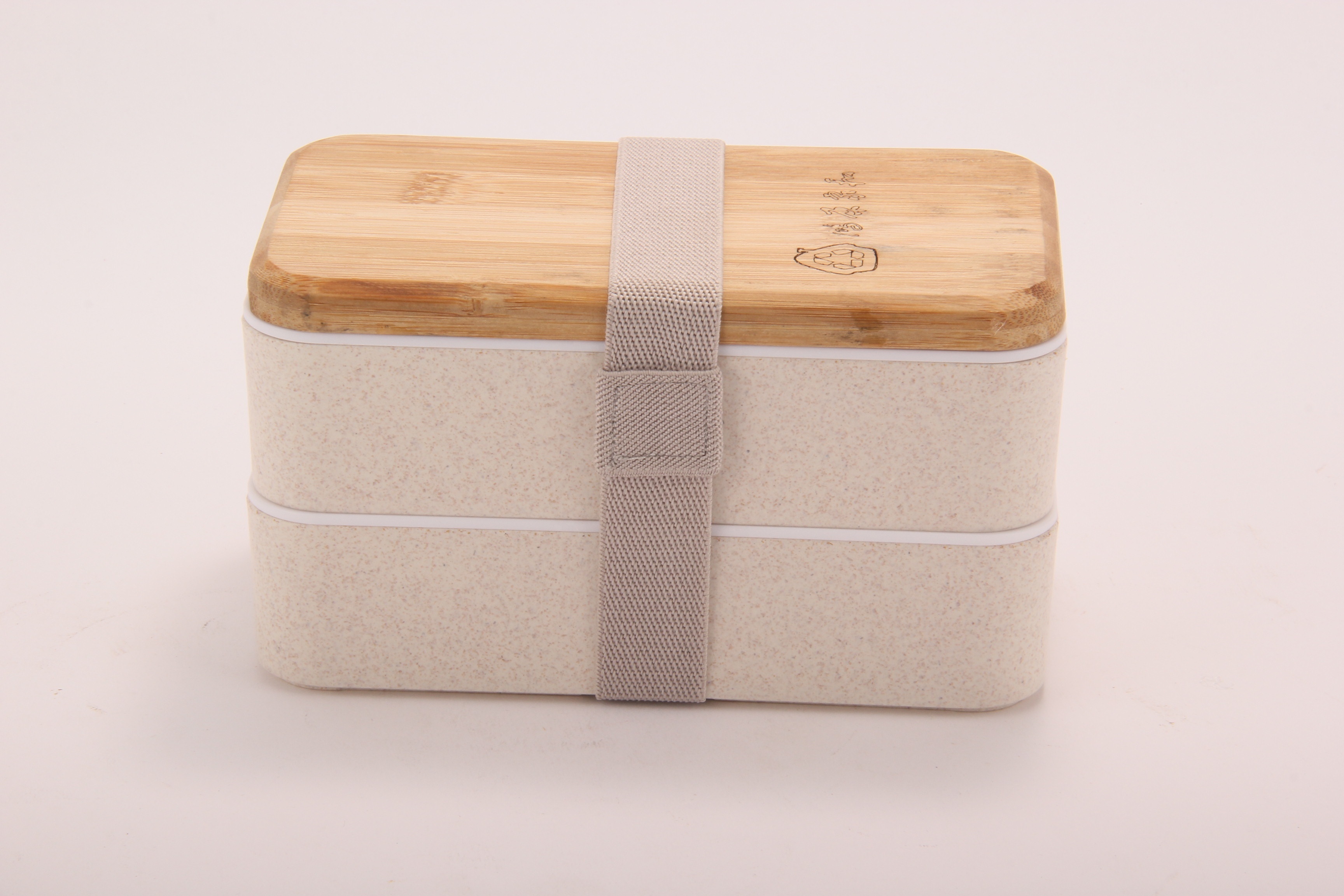 Double Layer Wheat Straw Material Microwave Heated Wheat Fiber Lunch Box With Tableware