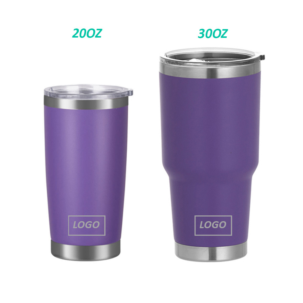 Wholesale 20oz Blank Insulated Double Wall Stainless Steel Powder Coated Tumbler 30 oz Coffee Mug with Lid for Car Travel