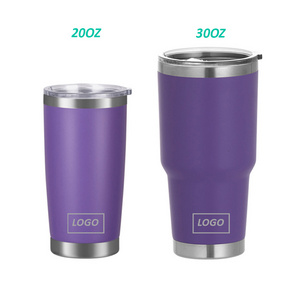 Wholesale 20oz Blank Insulated Double Wall Stainless Steel Powder Coated Tumbler 30 oz Coffee Mug with Lid for Car Travel