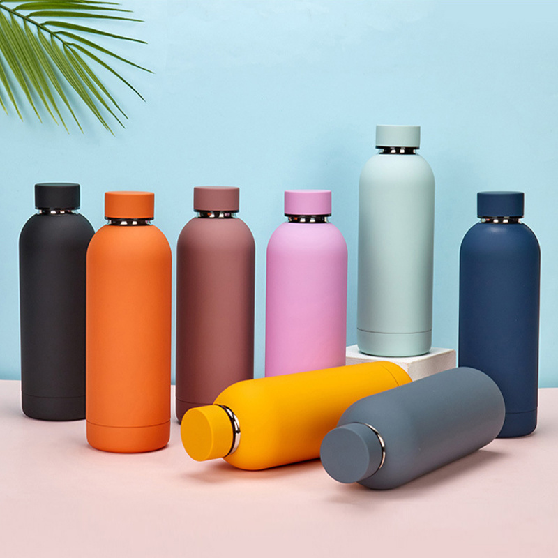 Wholesale 350ml 500ml 750ml 1000ml Double Wall Insulated Stainless Steel Rubber Paint Metal Thermal Water Bottle Keep Hot Cold