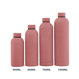 Wholesale 350ml 500ml 750ml 1000ml Double Wall Insulated Stainless Steel Rubber Paint Metal Thermal Water Bottle Keep Hot Cold