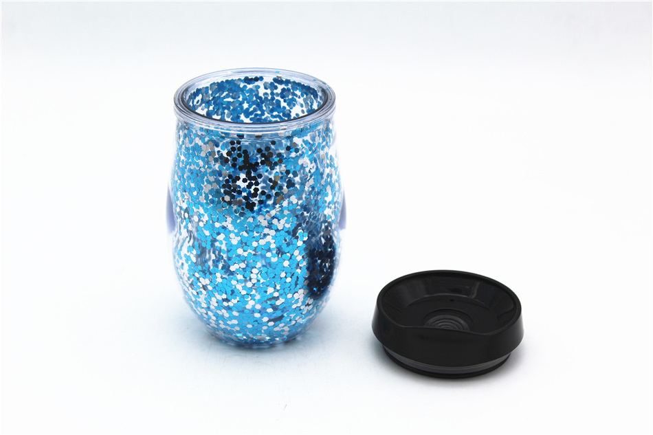 10 Oz Double Wall Acrylic Confetti Insert Elegant Plastic Wine Tumbler Cup With Lid