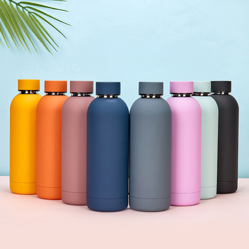 Wholesale 350ml 500ml 750ml 1000ml Double Wall Insulated Stainless Steel Rubber Paint Metal Thermal Water Bottle Keep Hot Cold