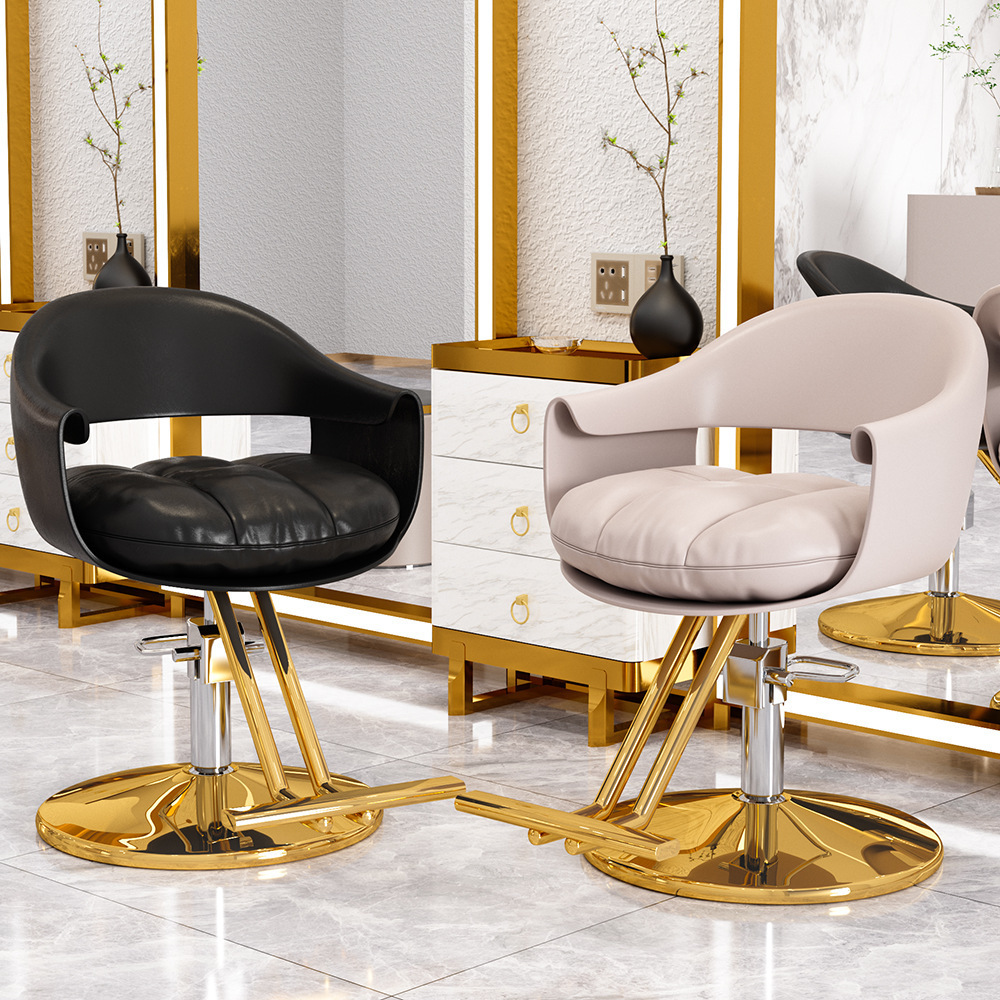 Hot sale Hair salon Pink gold Reclining hydraulic Adjustable lift beauty salon equipment Barber Chair styling chair for Salon