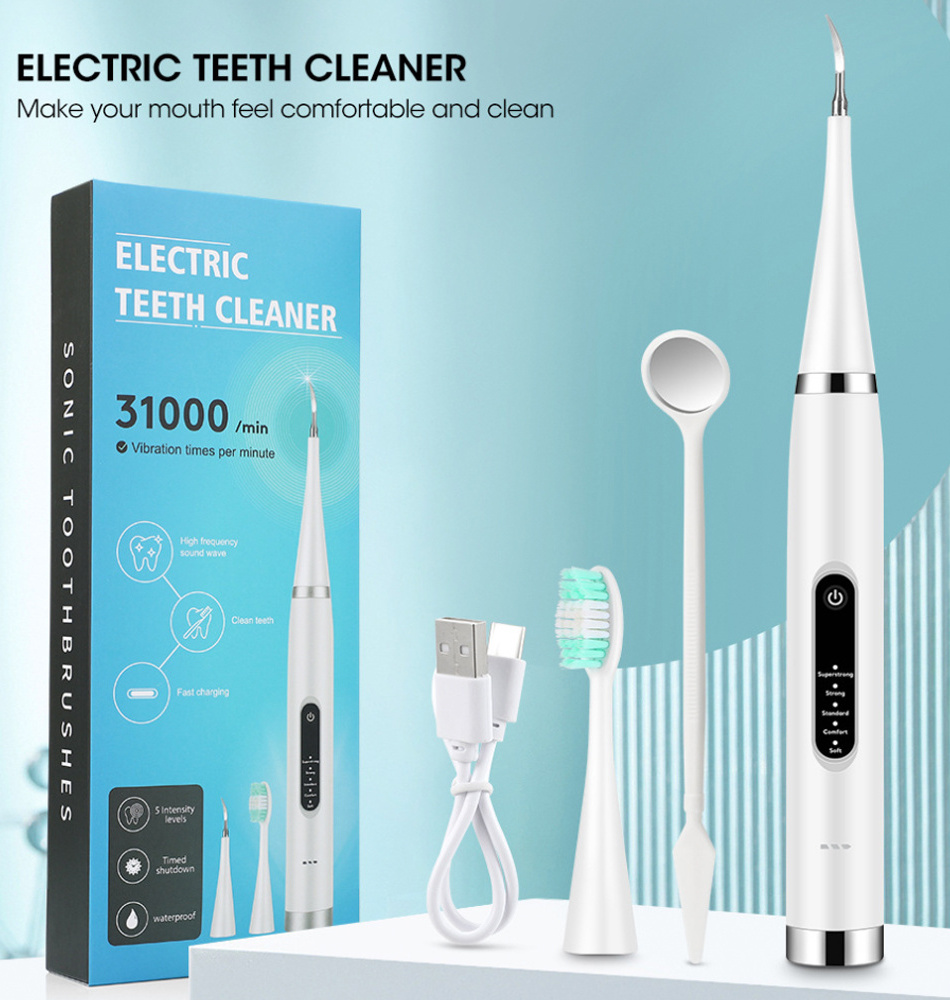 Ultrasonic Tooth Cleaner Electric Dental Scaler Calculus Remover Plaque Tartar Removal Teeth Cleaning Tool