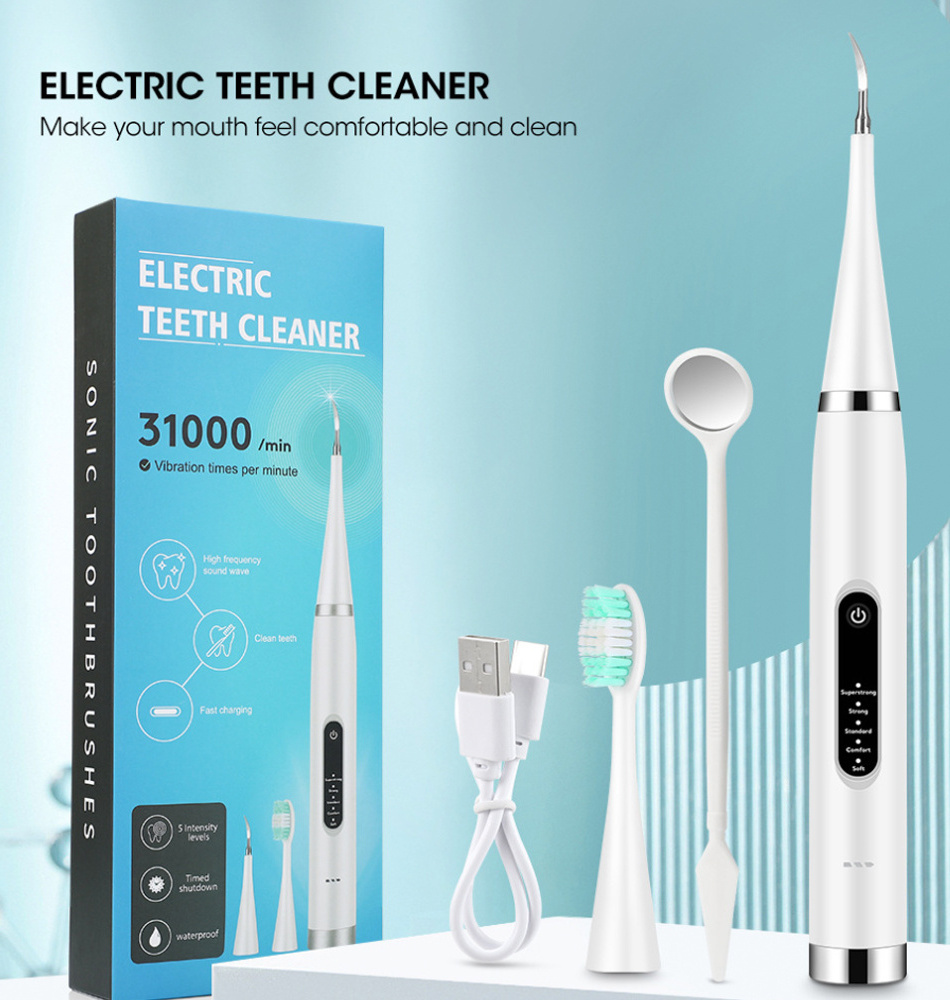 Ultrasonic Tooth Cleaner Electric Dental Scaler Calculus Remover Plaque Tartar Removal Teeth Cleaning Tool