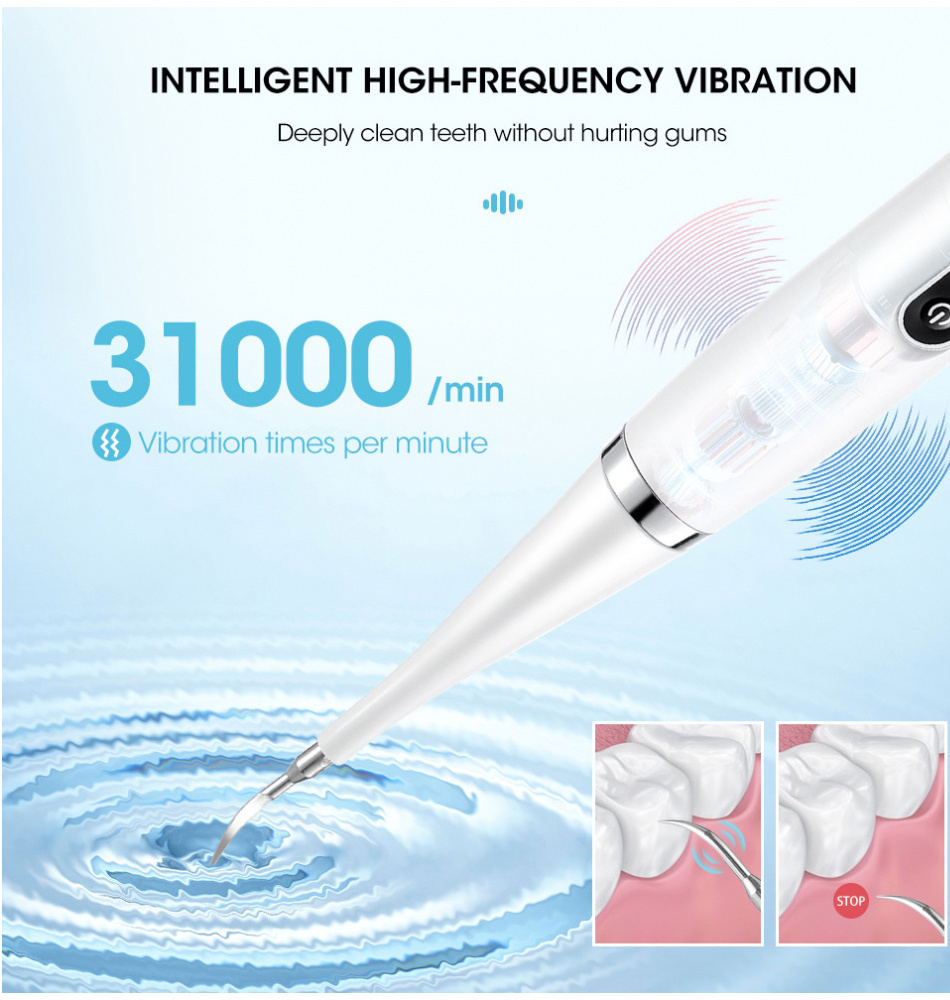 Ultrasonic Tooth Cleaner Electric Dental Scaler Calculus Remover Plaque Tartar Removal Teeth Cleaning Tool