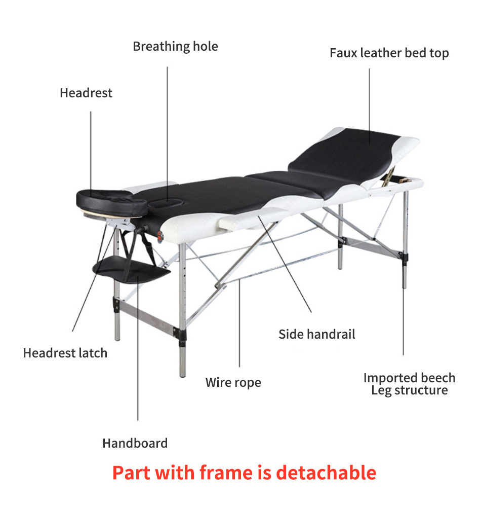 3 section Aluminum Metal Massage tables&beds beauty salon massage table spa bed folding table facial portable massage bed