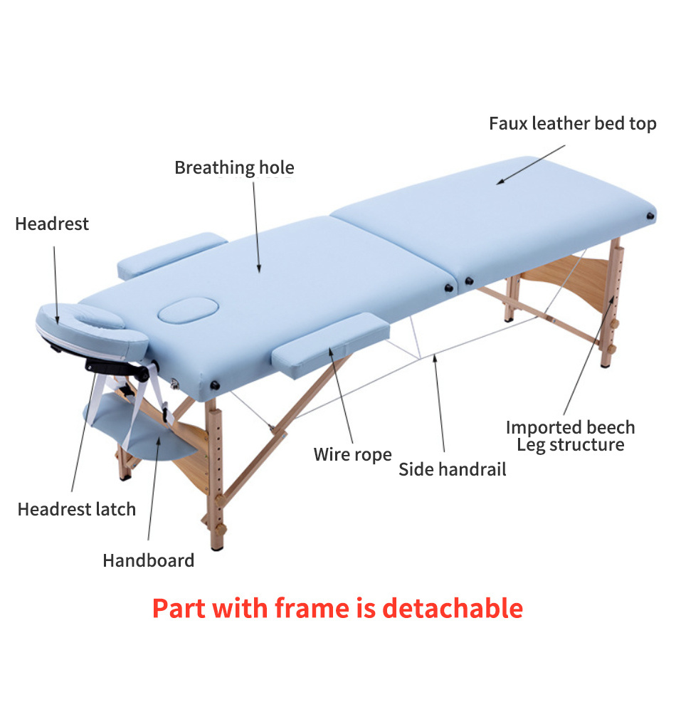 S.W 2 Sections Durable Wooden bed massage spa portable massage table with face hole