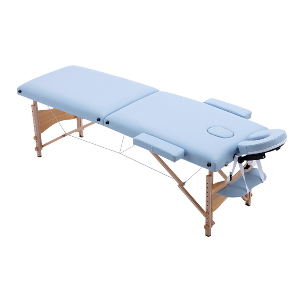 S.W 2 Sections Durable Wooden bed massage spa portable massage table with face hole