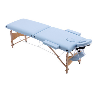 S.W 2 Sections Durable Wooden bed massage spa portable massage table with face hole