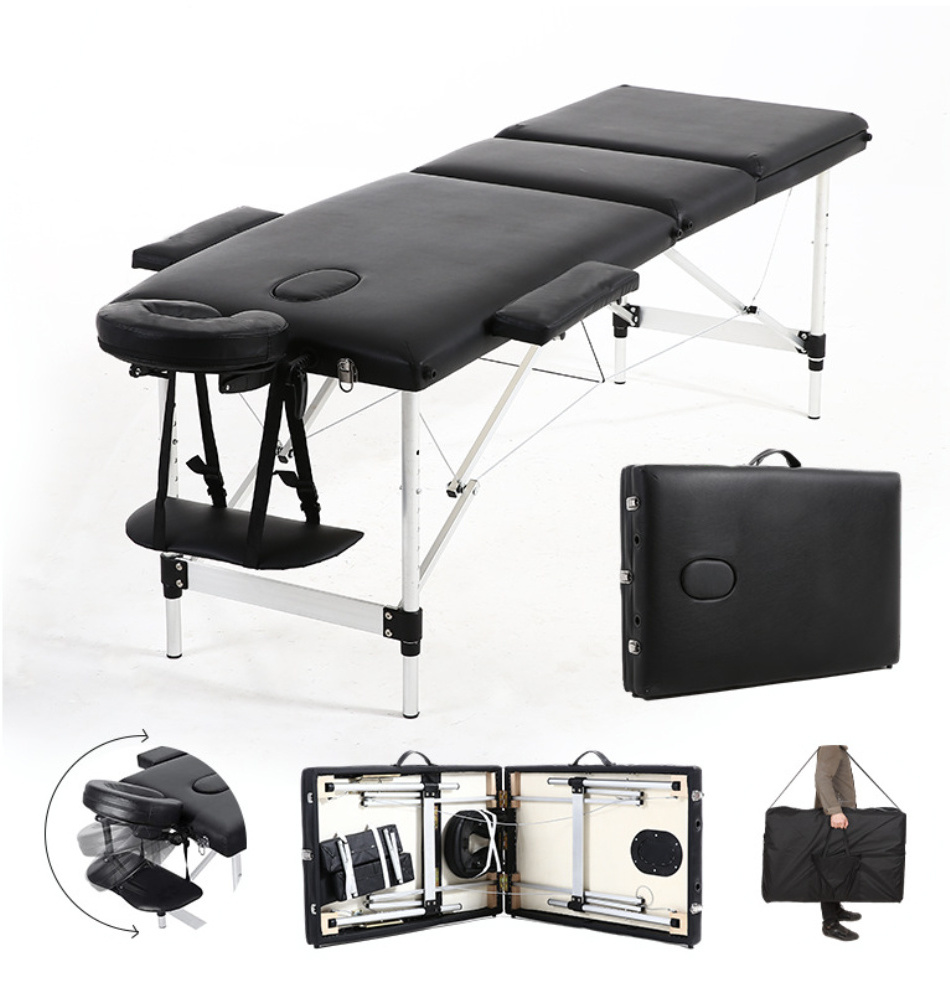 3 section Aluminum Metal Massage tables&beds beauty salon massage table spa bed folding table facial portable massage bed