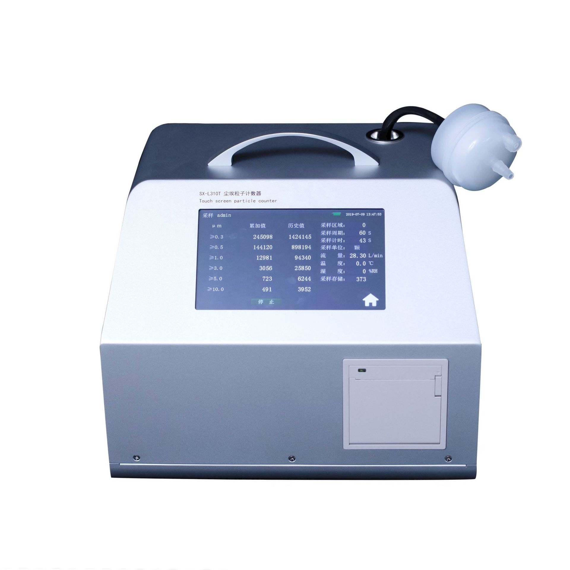 2.83 28.3 50 100 Liter Inflow Air Particle Counter Portable Dust Laser Optical Particle Counter