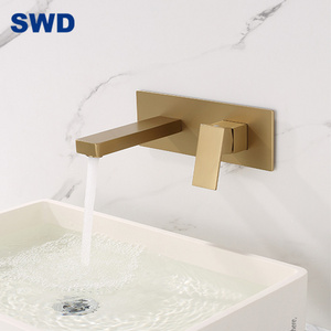 Brass Brushed Gold Conceal Wall Mounted Hot Cold Water Mixer Black Brushed Rose Gold Basin Water Tap Bathroom Wall Faucet