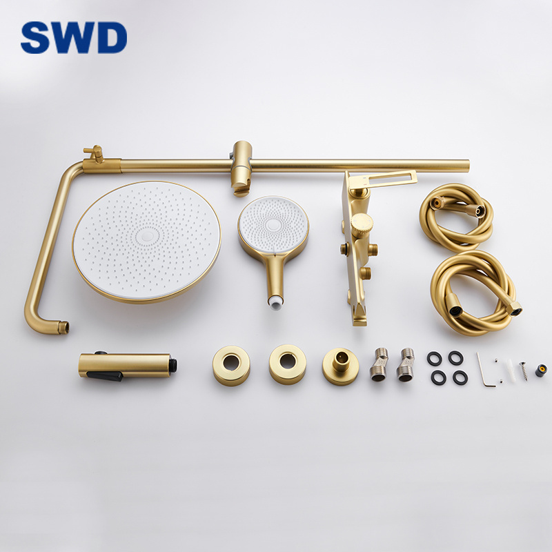 Exposed Bath Mixer Rain Rainfall Brass Shower Faucet Mixer Tap System Bath Faucet Bathroom Mixer Shower Set Shower Faucet Gold